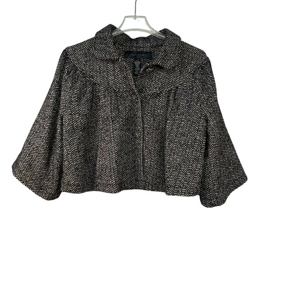 Apostrophe Womens Herringbone Cropped Jacket XL - Wool Blend Black & White - Picture 1 of 6